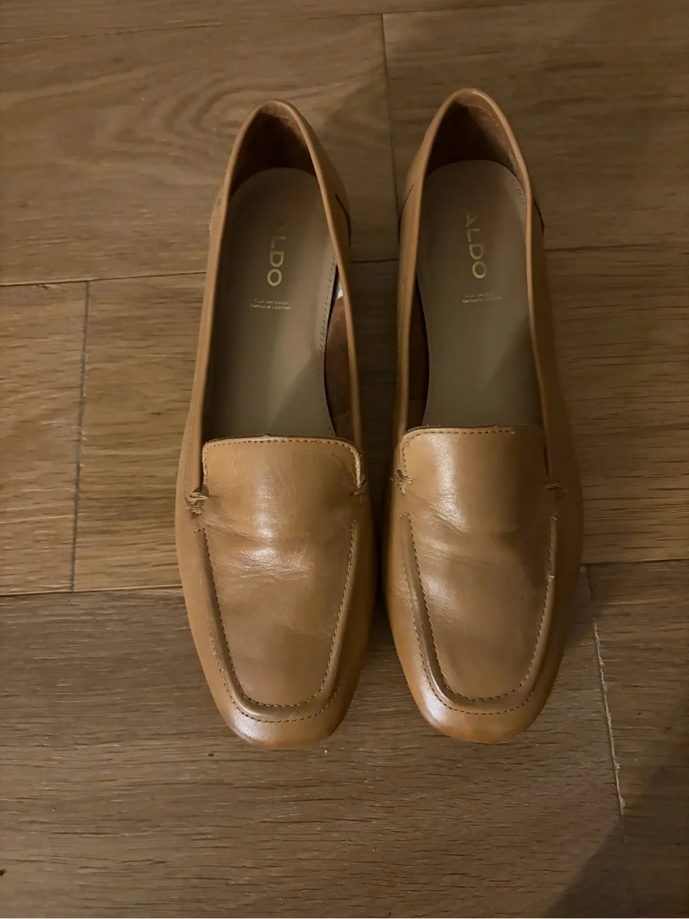 ALDO Women's Cognac Leather Slip-On Loafers